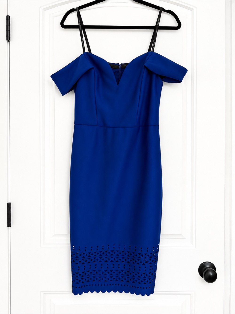 Royal Blue Off-Shoulder Sheath Dress